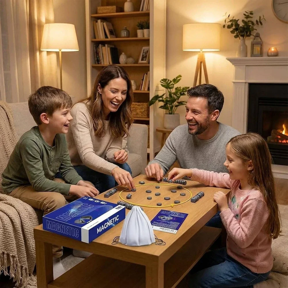 Magnetic Chess Game‎ Intelligence Strategy Set with Magnetic Stones and Bag 9+